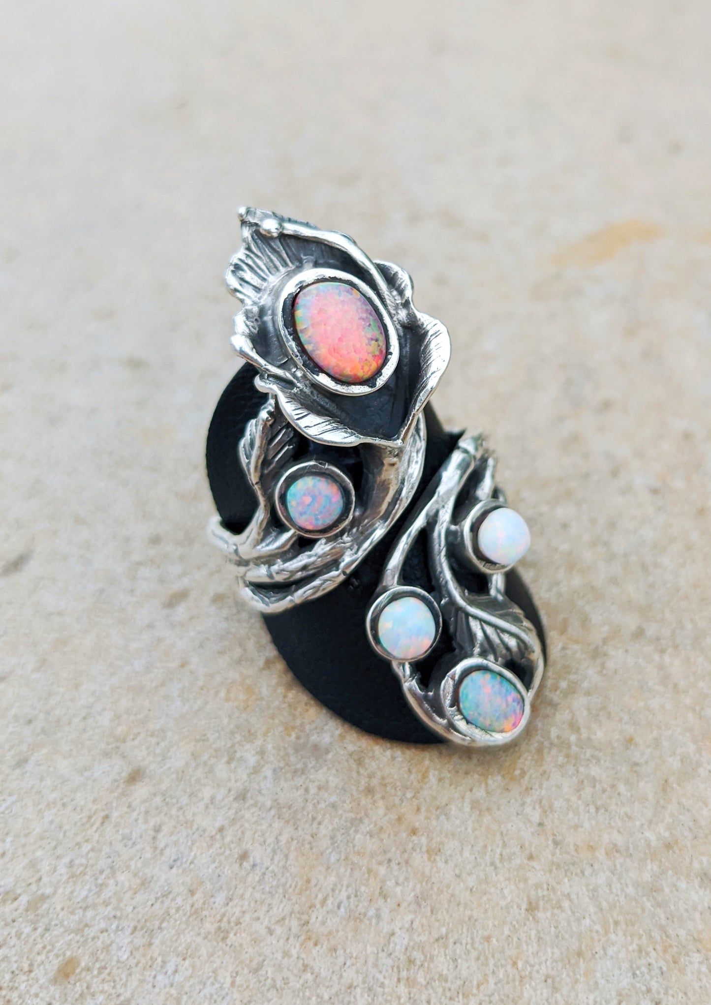 Opal and Sterling Silver Lily Ring